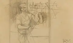 Man with Pole by Keith Vaughan, pencil, sold Feb 2014