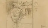 Man with Pole by Keith Vaughan, pencil, sold Feb 2014