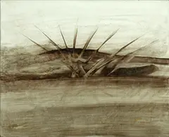 Abstract by Sidney Nolan, 1979, ripolin on card, sold Feb 2014