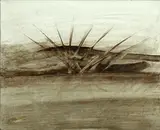 Abstract by Sidney Nolan, 1979, ripolin on card, sold Feb 2014