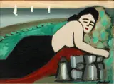 'Girl Sunbathing' by Markey Robinson, oil on wooden board, sold Feb 2014