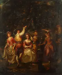 Fete champetre by Alfred Woolmer, oil on board, offered Feb 2014
