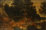 Drovers watering their flocks, a wooded landscape beyond by Peter Paul Rubens, oil on panel, offered Feb 2014