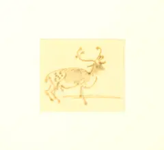 Stag by Bernard Leach, pen and ink, sold Jan 2014
