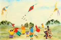 Kites by Harold Bilson, oil on board, sold Jan 2014