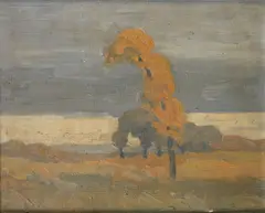 Tree in the veld by Jacobus Hendrik Pierneef, oil on canvasboard, sold Jan 2014
