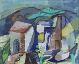 Cornish tin mine by Colin Sealy, mixed media on paper, sold Jan 2014