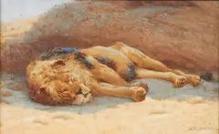 Sleeping Lion by John Charles Dollman, sold Jan 2014