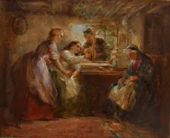 Study for 'The secret letter' by Edward Hughes, oil on board, offered Jan 2014