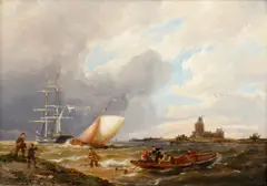 Near Huizen on the Zuider Zee by Pieter Cornelis Dommersen, oil on panel, sold Jan 2014