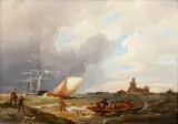 Near Huizen on the Zuider Zee by Pieter Cornelis Dommersen, oil on panel, sold Jan 2014