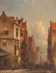 A Pair of Street Scenes by Flemish School, oil on panel, sold Feb 2014
