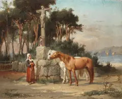 The meeting place by Frederick Arthur Bridgman, oil on canvas, sold Feb 2014