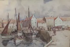 Harbour Scene by John Gutteridge Sykes, watercolour, sold Feb 2014