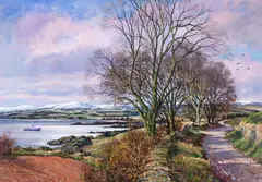 Ferry at daybreak by Donald Shearer, gouache, offered Feb 2014