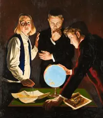 The Geographers by Stuart Luke Gatherer, oil on canvas, sold Feb 2014