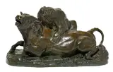 Taureau terrassé par un ours by Antoine-Louis Barye, patinated bronze, sold Jun 2014