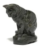 Chat assis by Antoine-Louis Barye, patinated bronze, sold Jun 2014