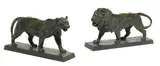 Tigre qui marche and Lion qui marche by Antoine-Louis Barye, patinated bronze, offered Jun 2014
