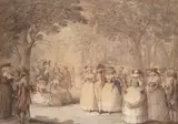 A fete in the garden of Carlton House by Henry Bunbury, mezzotint with handcolouring, 1794, on laid paper, offered Jan 2014