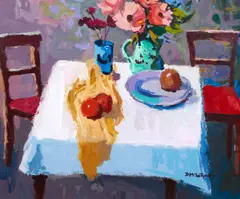 'Flowers on a Table No 2' by Donald McIntyre, offered Nov 2013