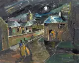 'Green Lawns, Moonlight' by Charles Murray, indistinctly signed 'C Murray' (lower right); signed and inscribed verso oil on wood, sold Nov 2013