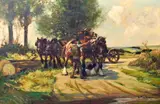 'Preparing to Load' and 'Team Work', a pair by Arthur Spooner, both signed 'Arthur Spooner' (one lower left and one lower right) oil on canvas, sold Nov 2013