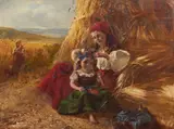 Sisters playing in the corn field by Sophie Gengembre Anderson, oil on canvas, sold Nov 2013
