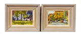 'Figures by the Park Lane' and 'Autumn Grange Mount Birkenhead, Gateway to Wilson Steer's Bithplace', a pair by Keith Gardner, both signed 'GARDNER' (lower left); both signed and inscribed verso, one dated 95 verso oil on board, offered Nov 2013