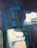 Composition 1959/1962 by Donald McKinlay, indistinctly signed and inscribed on label verso oil and wax on board, sold Nov 2013