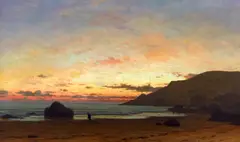 Coastal scene with man and dog by Frederick William Meyer, sold Oct 2013