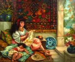 Classical interior with mother and child by William Stephen Coleman, sold Oct 2013