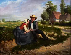 A Rustic courtship by Continental School, sold Oct 2013