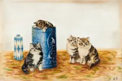 Kittens and chinese vases by Bessie Bamber, sold Sep 2013