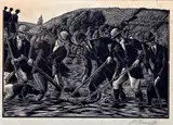 'Tarka the Otter', illustrations including, 'Rams Horn Pond, Wrafton', 'Barnstaple Bridge', and 'Otter trapped at Caen Farm', (4) by Charles Frederick Tunnicliffe, all signed 'C. F. Tunnicliffe' in pencil (lower right), three inscribed in pencil on mount (lower right) wood engravings, offered Jun 2013