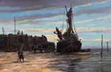 View of a Dutch waterfront, possibly Delft and another, fishermen unloading the catch, a pair by Jan van Couver, both signed 'J Van Couver' (lower right and lower left) oil on canvas, sold Jun 2013