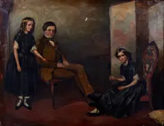 Three children in an interior by John Bridges, oil on canvas, offered Jun 2013
