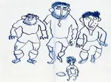Self-portrait sketches and caricatures, by Kyffin Williams, some inscribed, some with dates (1959 and 1984), pen and ink sketches, all unframed,, sold Mar 2013