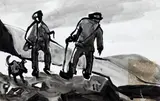 Two Welsh farmers by Kyffin Williams, ink and wash, sold Mar 2013