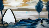 Coastal landscape with cottage by Markey Robinson, indistinctly signed 'Markey' (lower left) oil on board, sold Mar 2013