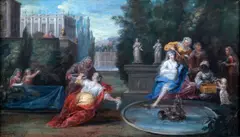 Bathsheba bathing by Flemish School, gouache, sold Mar 2013