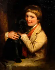 Boy and Puppy by William Mulready, oil on canvas, sold Mar 2013