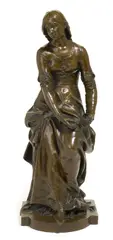 French patinated bronze figure of a maiden by Jean Gautherin, patinated bronze, sold Jun 2013