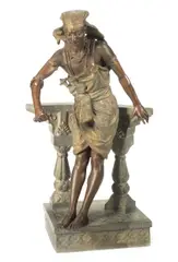 late 19th century bronzed and cold painted spelter figure of an African Moor by Louis Hottot, cold painted spelter, offered Sep 2013