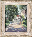 street scene by Cesare Ricciardi, oil on canvas, sold Apr 2021