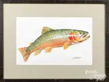 of trout by Bern Sundell, acrylic on canvas, sold Mar 2021