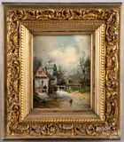 mill scene by Paul Köster, oil on board, sold Feb 2021