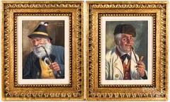 portraits by Fritz Muller, oil on board, sold Feb 2021