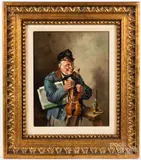 portrait of a man with a violin by Franz Kerber, oil on canvas, sold Feb 2021