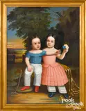 portrait of a young boy and girl of the Lichtey family by Arthur Armstrong, oil on canvas, sold Jan 2021